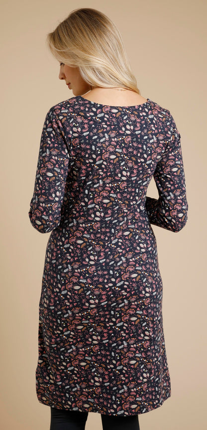 Weird Fish Womens 'Delray' Floral Print Dress - Navy