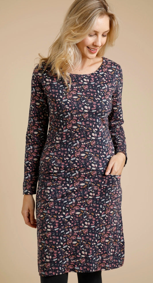 Weird Fish Womens 'Delray' Floral Print Dress - Navy