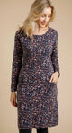 Weird Fish Womens 'Delray' Floral Print Dress Navy