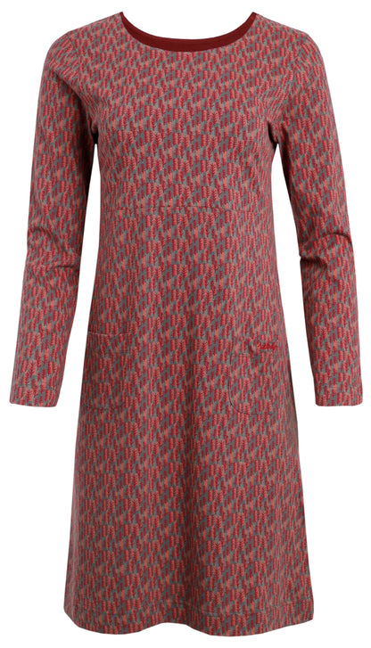 Women's long sleeve Delray dress in Rouge Red from Weird Fish.