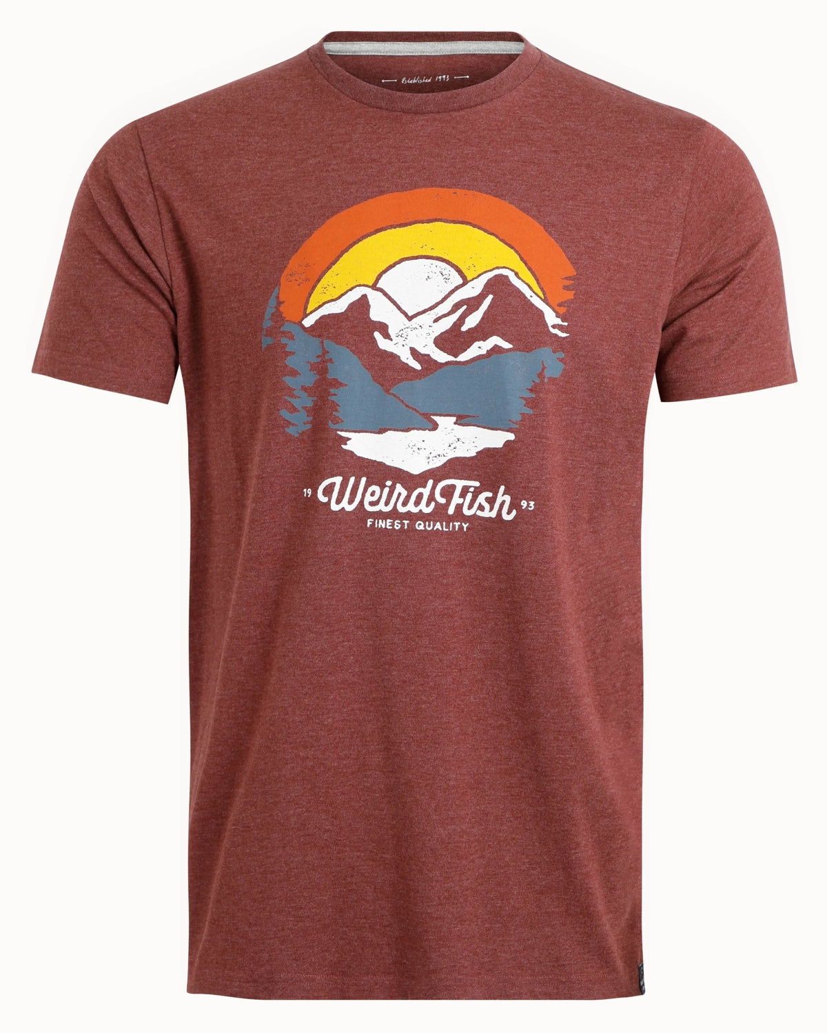 Weird Fish Mens 'Vista' Printed Tee - Pinot Red