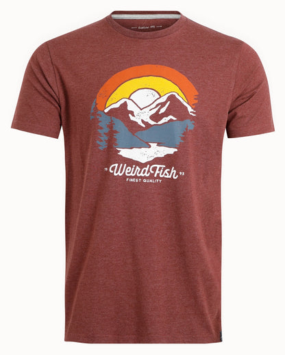Weird Fish Mens 'Vista' Printed Tee - Pinot Red