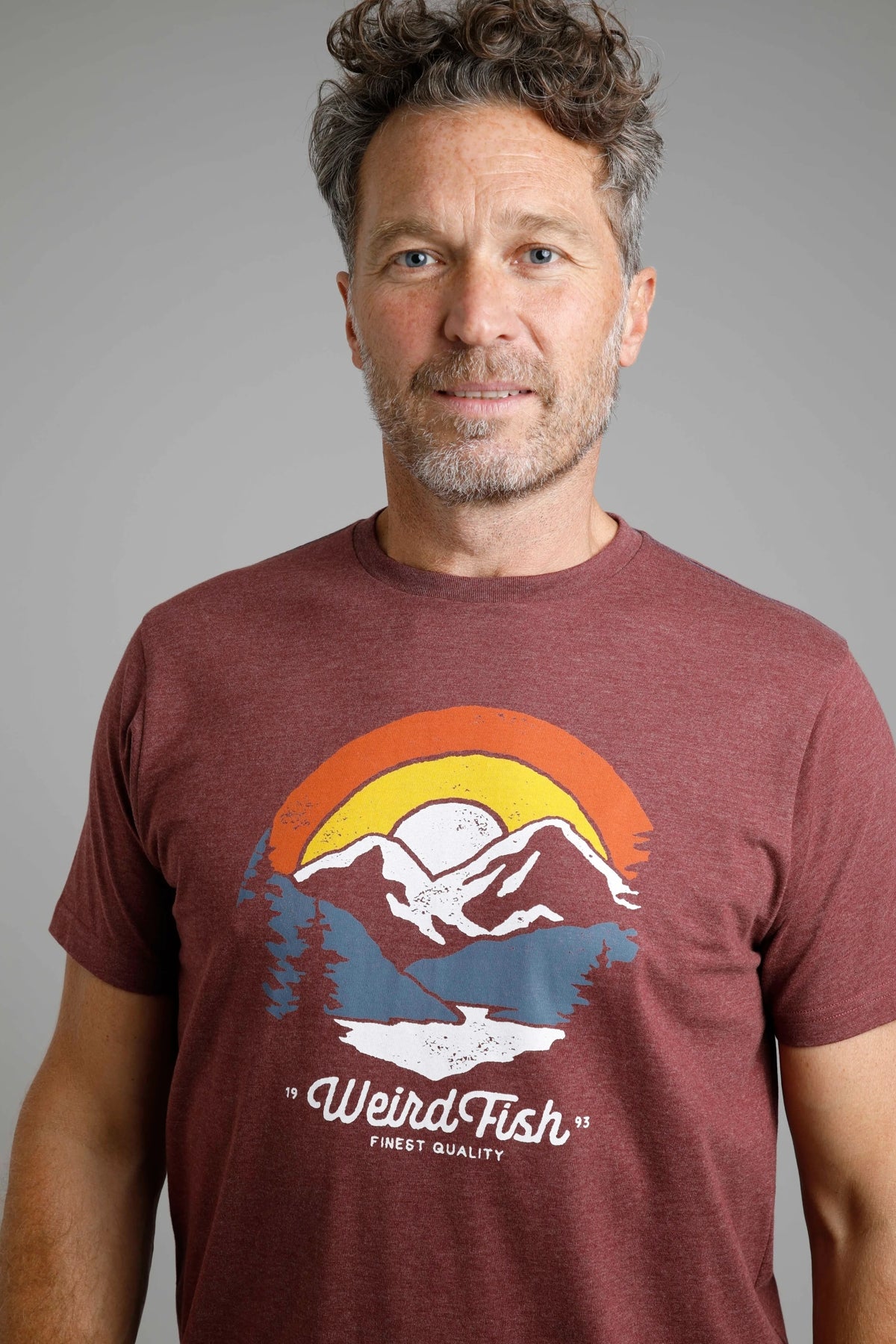Weird Fish Mens 'Vista' Printed Tee - Pinot Red