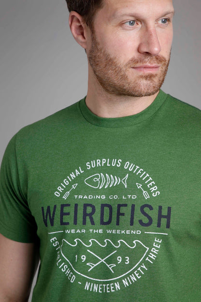 Weird Fish Mens 'Waves' Printed T-Shirt - Olive Green