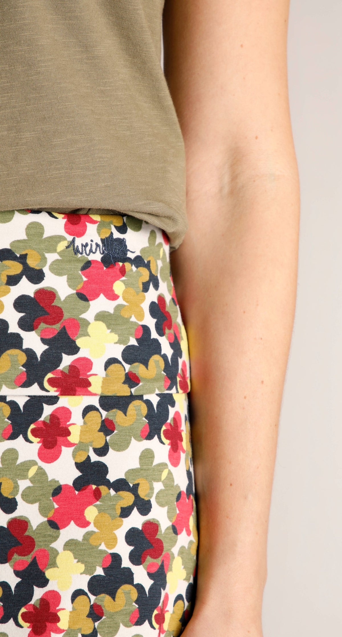 Weird Fish Womens 'Malmo' Floral Print Jersey Skirt - Pearl Grey
