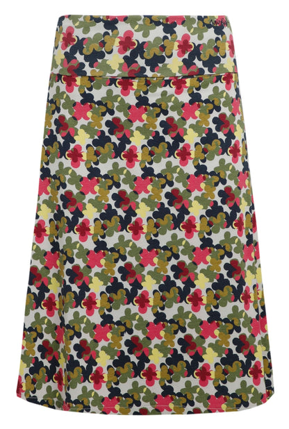Weird Fish Womens 'Malmo' Floral Print Jersey Skirt - Pearl Grey