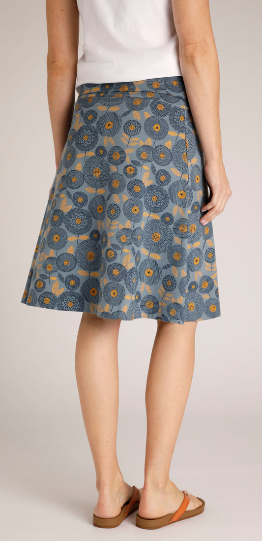 Weird Fish Womens 'Malmo' Floral Print Jersey Skirt - Blue Mirage