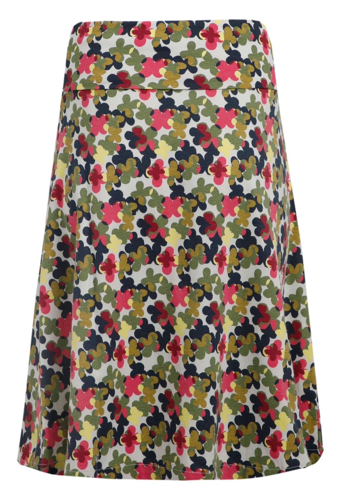 Weird Fish Womens 'Malmo' Floral Print Jersey Skirt - Pearl Grey