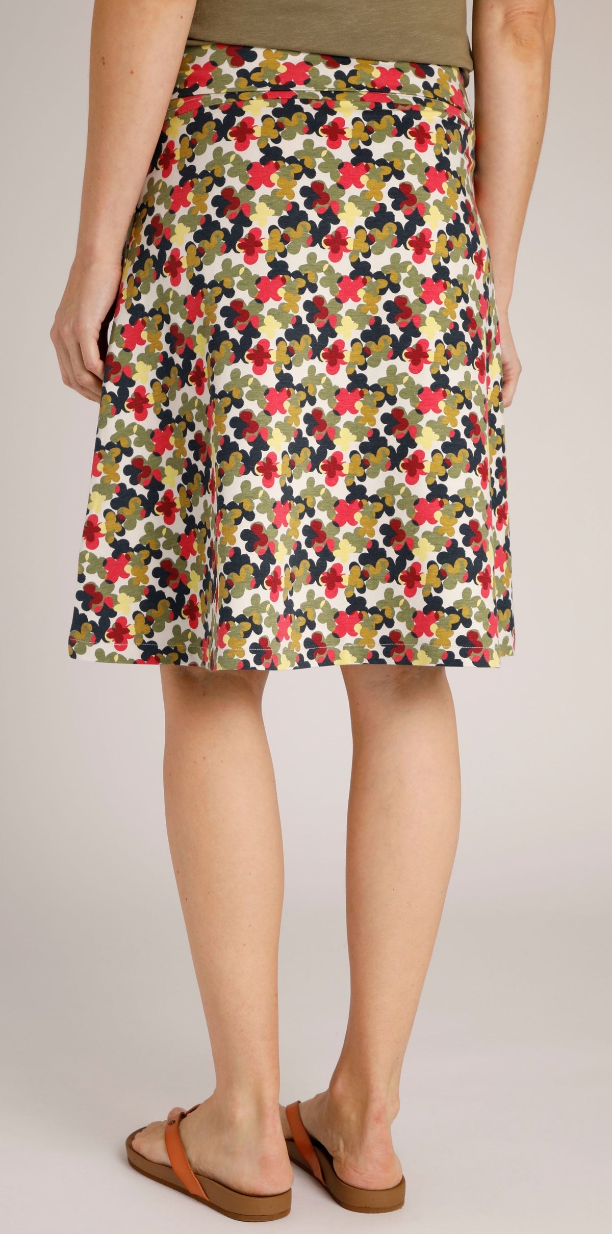 Weird Fish Womens 'Malmo' Floral Print Jersey Skirt - Pearl Grey