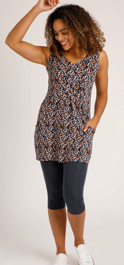 Weird Fish Womens 'Indus' Printed Jersey Tunic - Dark Navy