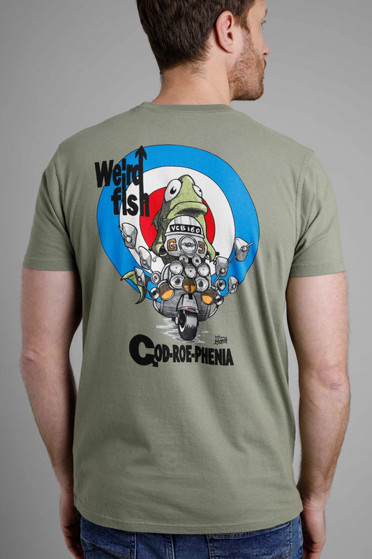Weird Fish Mens 'Codroephenia' Printed Tee - Khaki