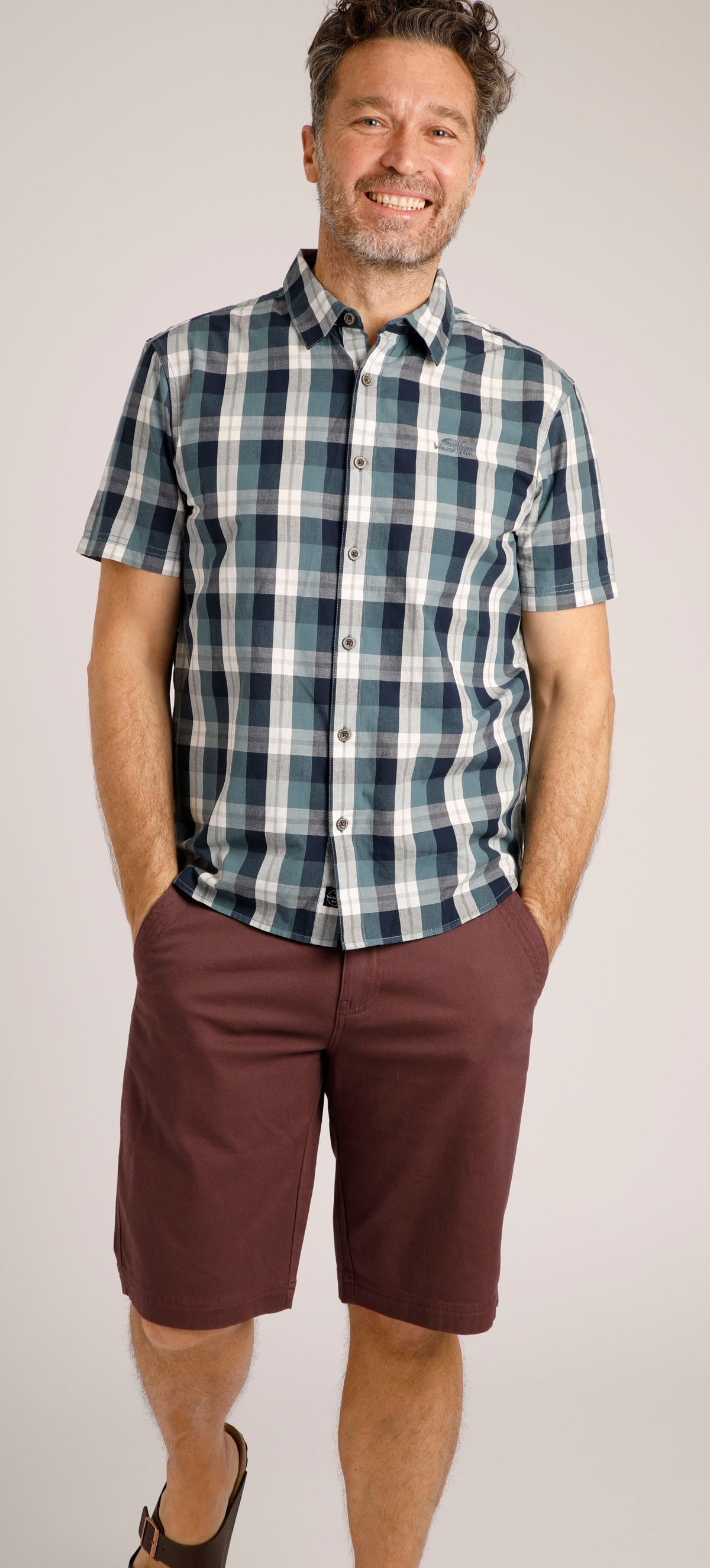 Weird Fish Mens 'Judd' Short Sleeve Check Shirt - Dusty Blue