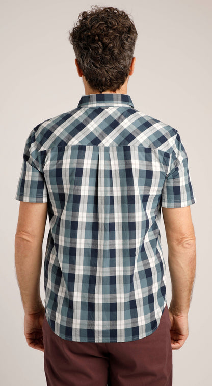 Weird Fish Mens 'Judd' Short Sleeve Check Shirt - Dusty Blue