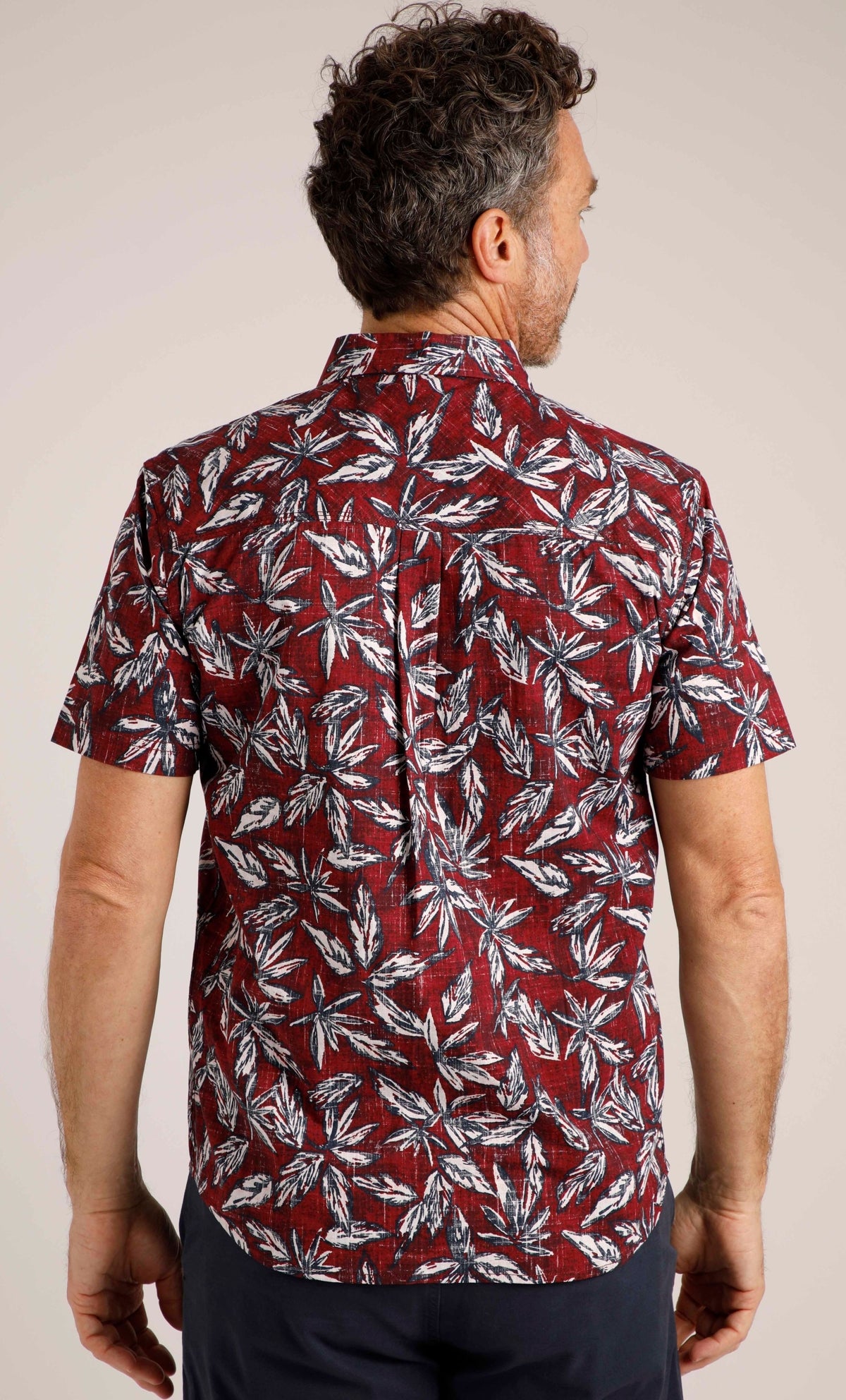 Weird Fish Mens 'Faraway' Tropical Print Shirt - Garnet Red