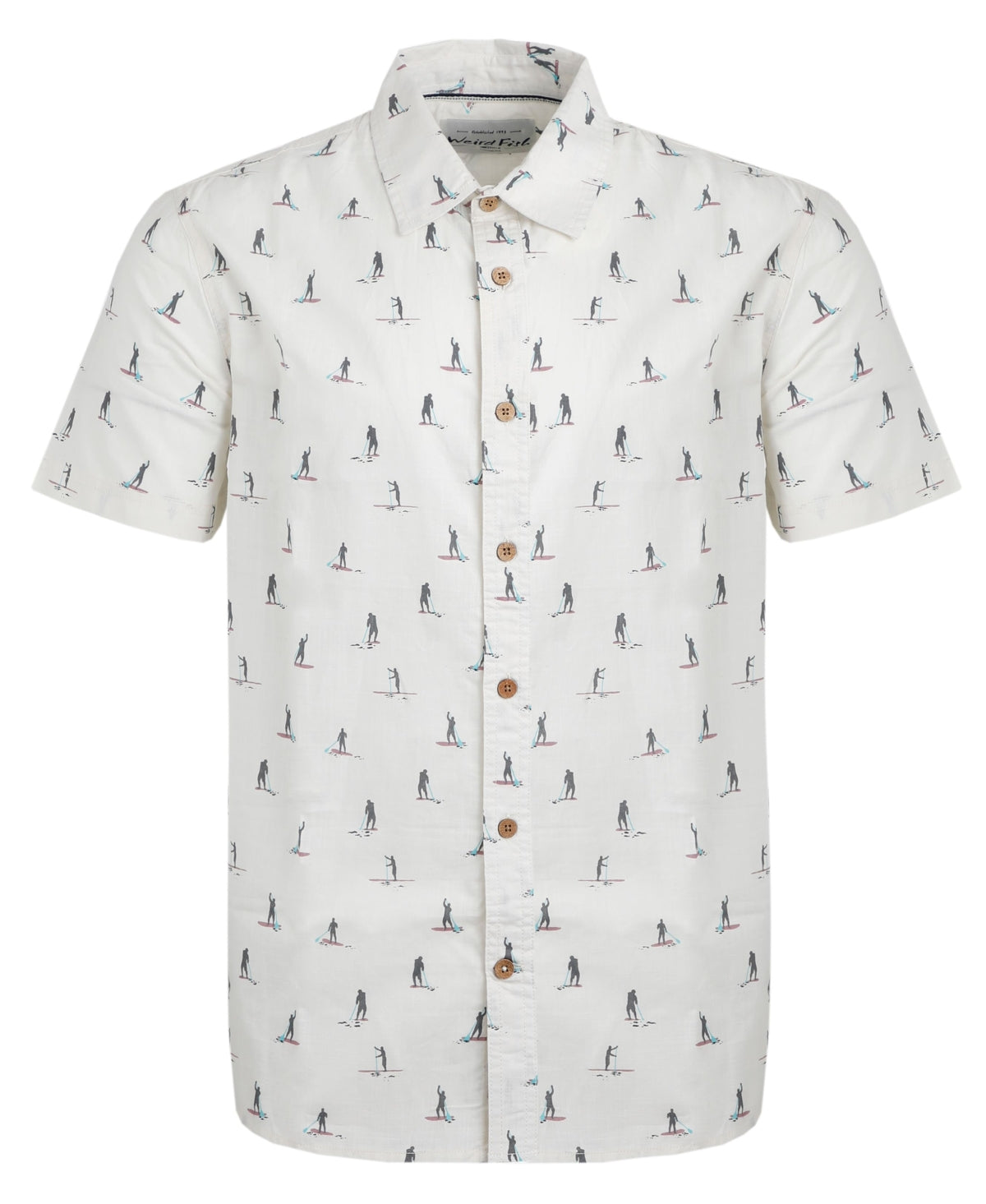 Weird Fish Mens 'Monto' Paddleboarder Print Shirt - Dusty White