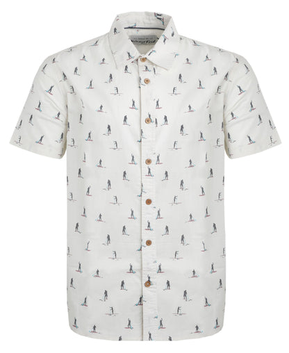 Weird Fish Mens 'Monto' Paddleboarder Print Shirt - Dusty White