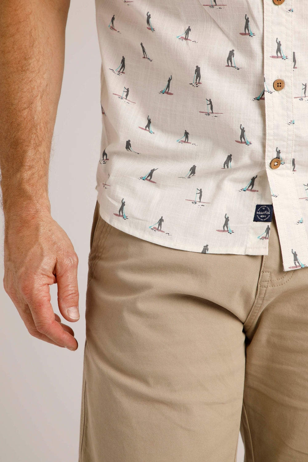 Weird Fish Mens 'Monto' Paddleboarder Print Shirt - Dusty White