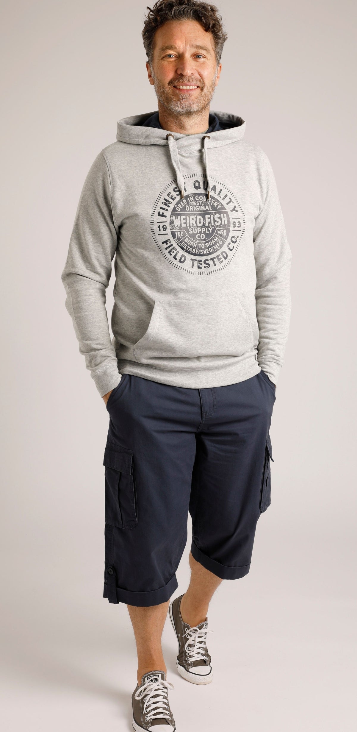 Weird Fish Mens 'Bathhurst' Pop Over Hoodie - Grey