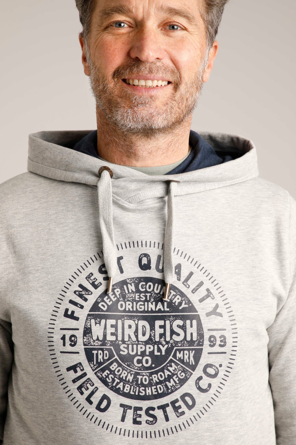 Weird Fish Mens 'Bathhurst' Pop Over Hoodie - Grey