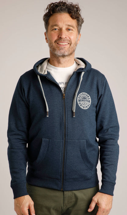 Weird Fish Mens 'Canberra' Full Zip Hoodie - Navy