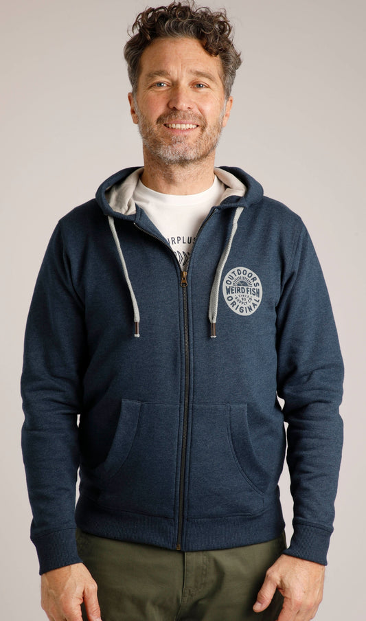 Weird Fish Mens 'Canberra' Full Zip Hoodie - Navy