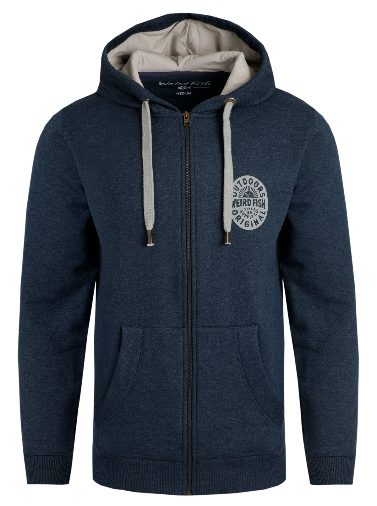 Weird Fish Mens 'Canberra' Full Zip Hoodie - Navy