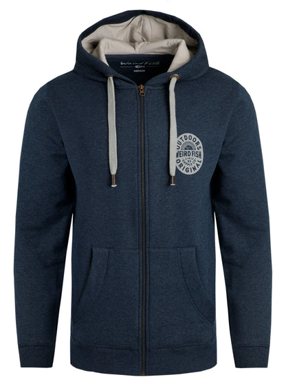 Weird Fish Mens 'Canberra' Full Zip Hoodie - Navy