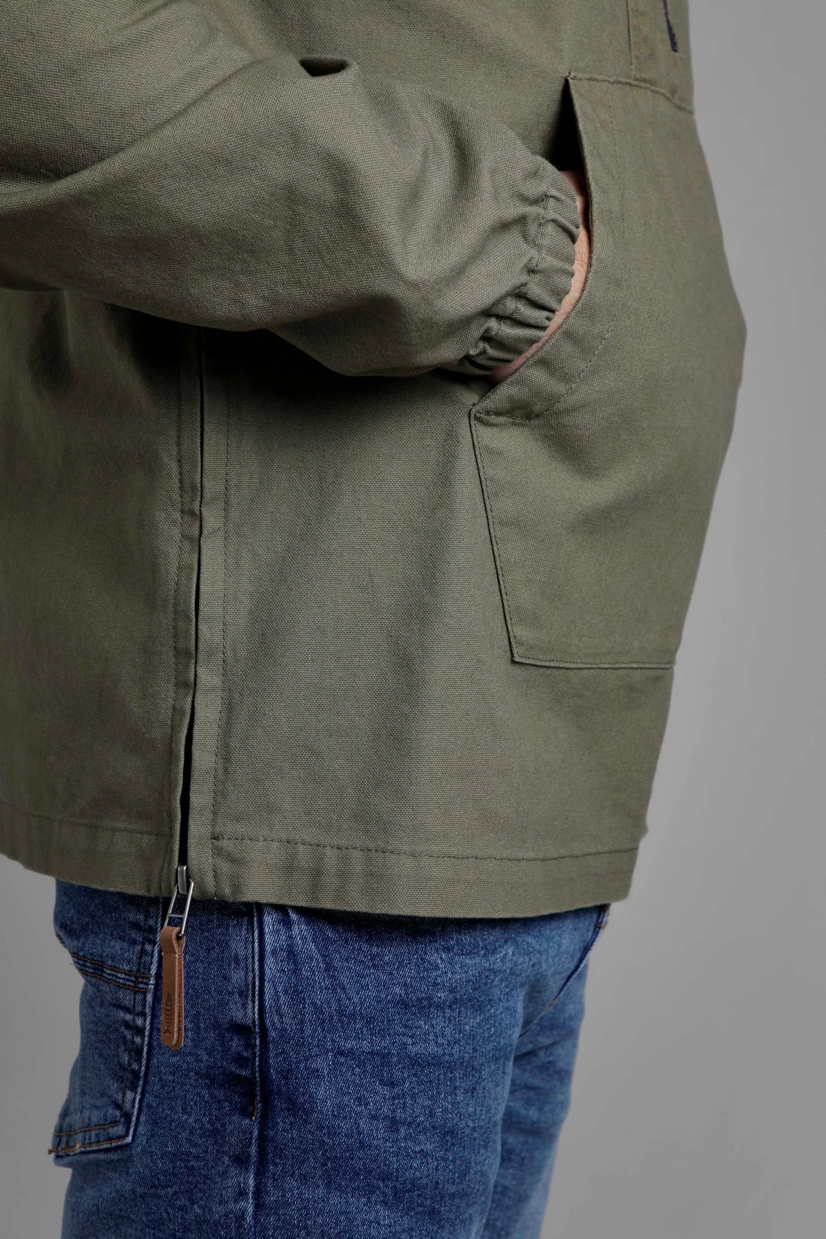 Weird Fish Mens 'Arno' Canvas Popover Jacket - Khaki