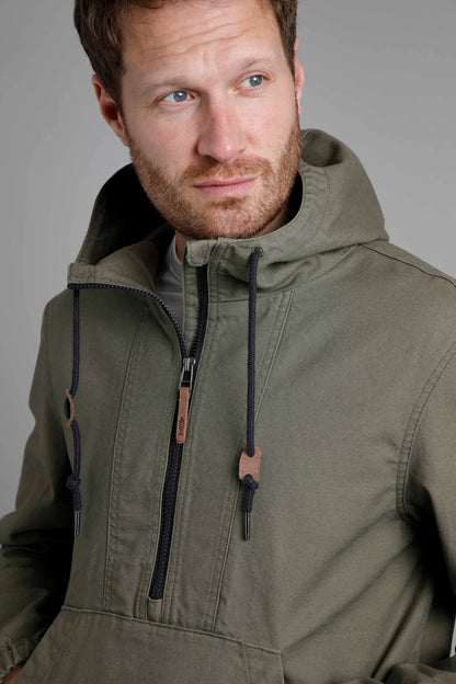 Weird Fish Mens 'Arno' Canvas Popover Jacket - Khaki