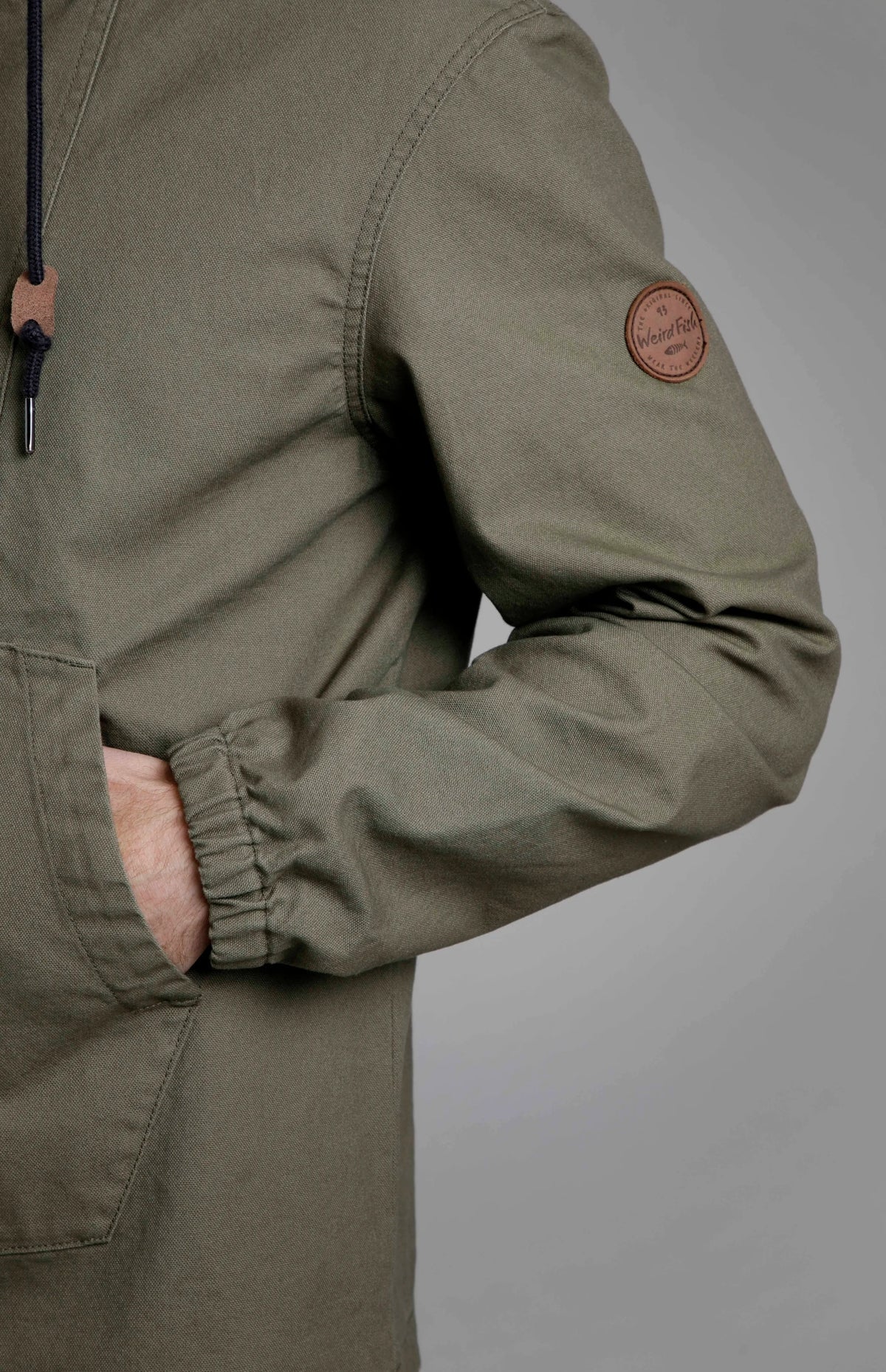 Weird Fish Mens 'Arno' Canvas Popover Jacket - Khaki