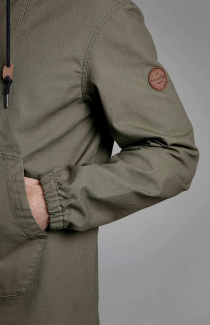 Weird Fish Mens 'Arno' Canvas Popover Jacket - Khaki