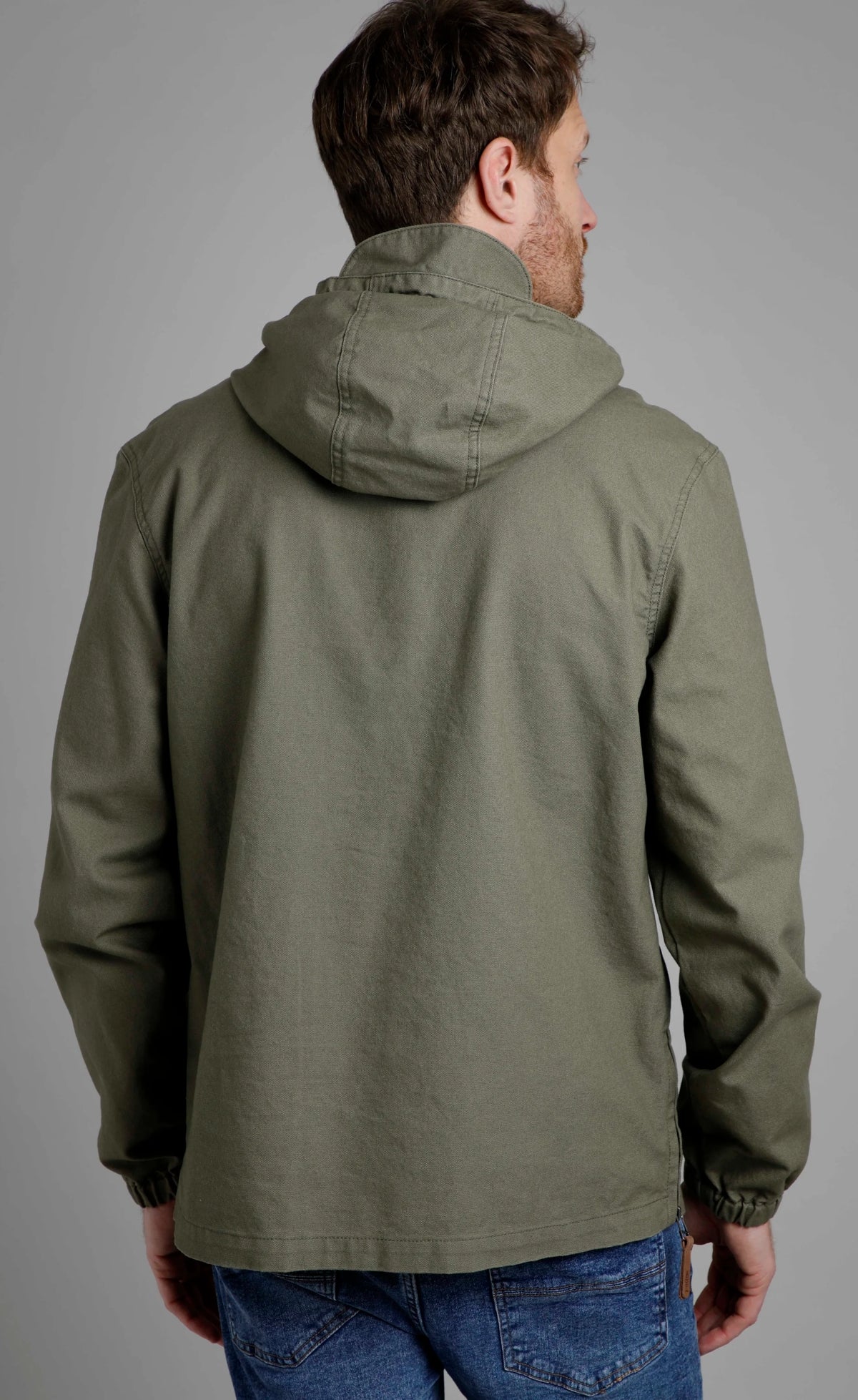 Weird Fish Mens 'Arno' Canvas Popover Jacket - Khaki