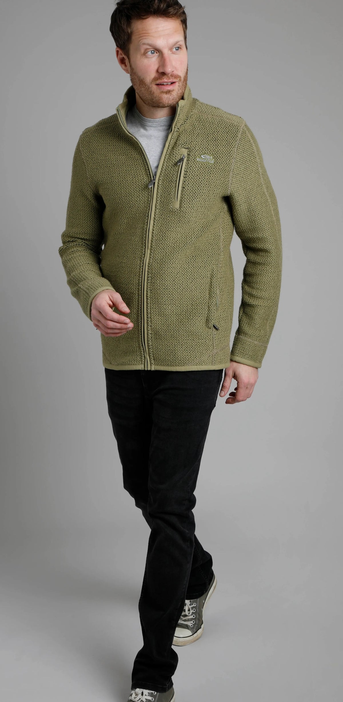 Weird Fish Mens 'Transom' Full Zip Macaroni Jacket - Olive Green