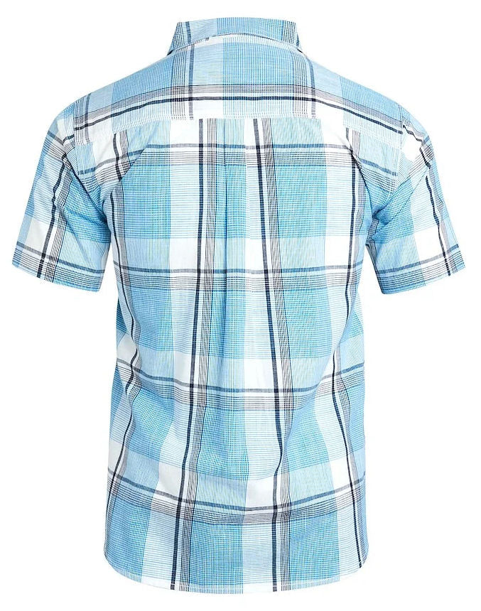 Weird Fish Mens 'Avalon' Short Sleeve Check Shirt - Azure
