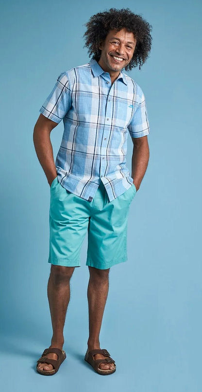 Weird Fish Mens 'Avalon' Short Sleeve Check Shirt - Azure