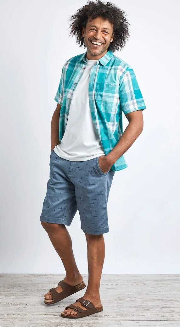 Weird Fish Mens 'Avalon' Short Sleeve Check Shirt - Viridis