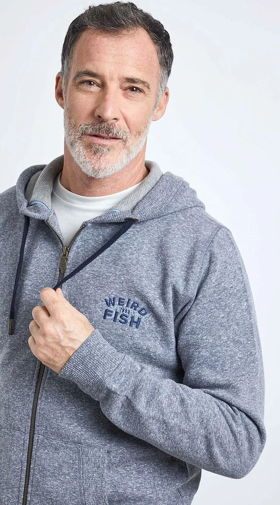 Weird Fish Mens 'Fontana' Snow Marl Full Zip Hoodie - Navy