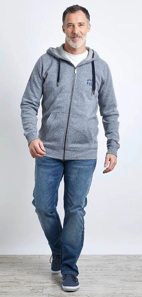 Weird Fish Mens 'Fontana' Snow Marl Full Zip Hoodie - Navy