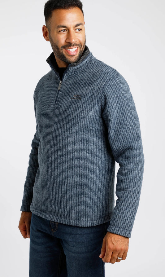 Weird Fish Mens 'Newark' 1/4 Zip Grid Fleece - Navy