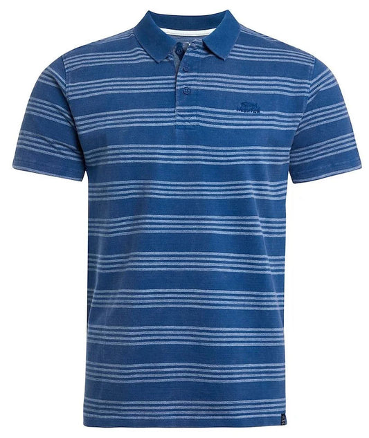 Weird Fish Mens 'Rothko' Vintage Washed Stripe Polo Shirt - Dark Blue