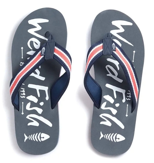 Weird Fish Mens 'Waterford' Flip Flops - Cement Grey