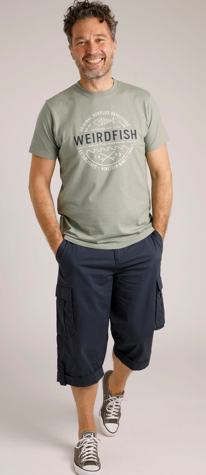 Weird Fish Mens Waves Printed T-Shirt - Shadow Grey