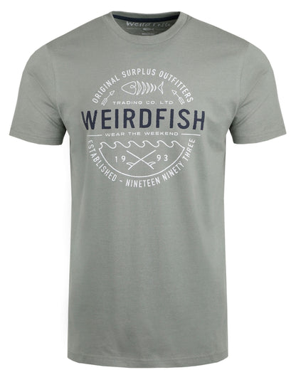 Weird Fish Mens Waves Printed T-Shirt - Shadow Grey