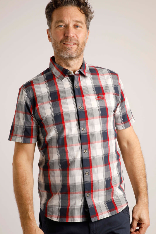 Weird Fish Mens 'Judd' Short Sleeve Check Shirt - Navy