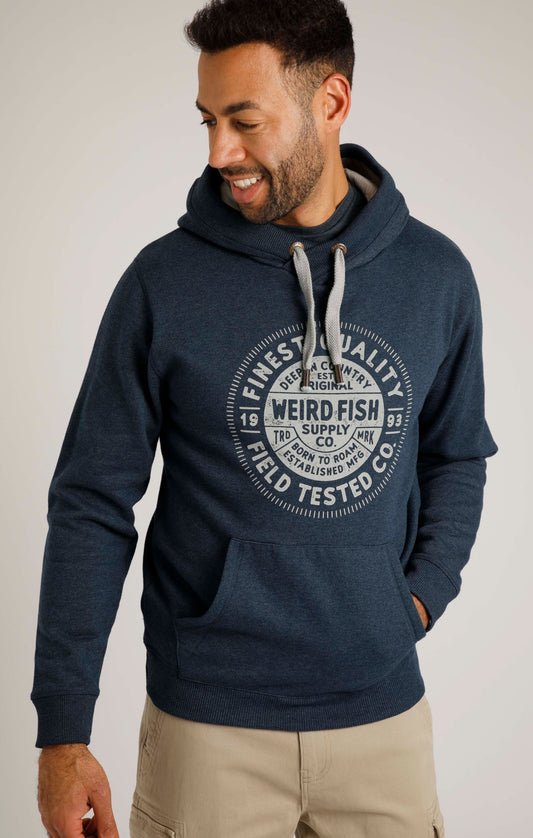 Weird Fish Mens 'Bathhurst' Pop Over Hoodie - Navy