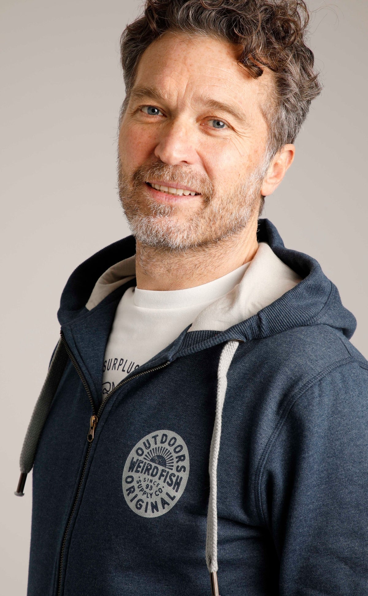 Weird Fish Mens 'Canberra' Full Zip Hoodie - Navy