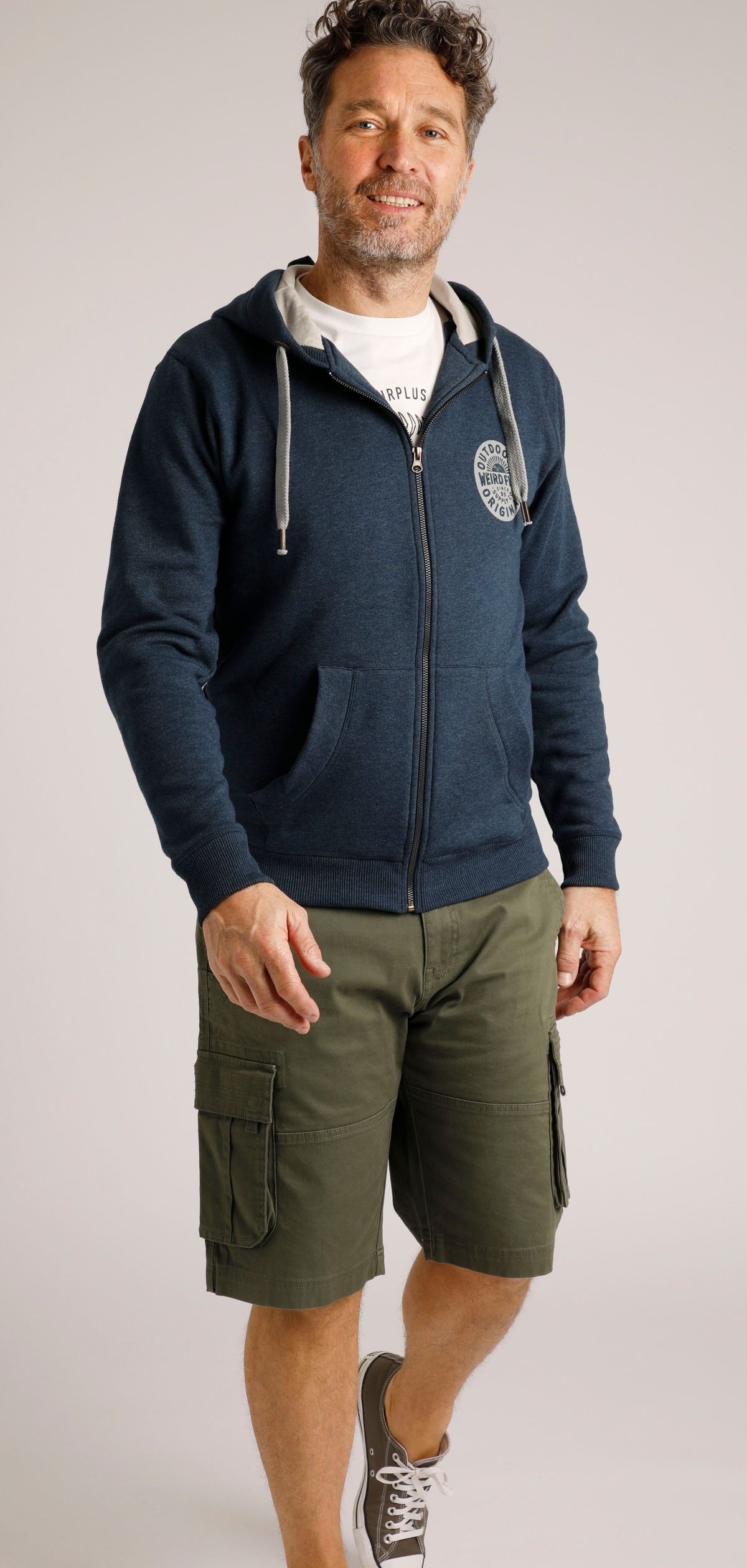 Weird Fish Mens 'Canberra' Full Zip Hoodie - Navy