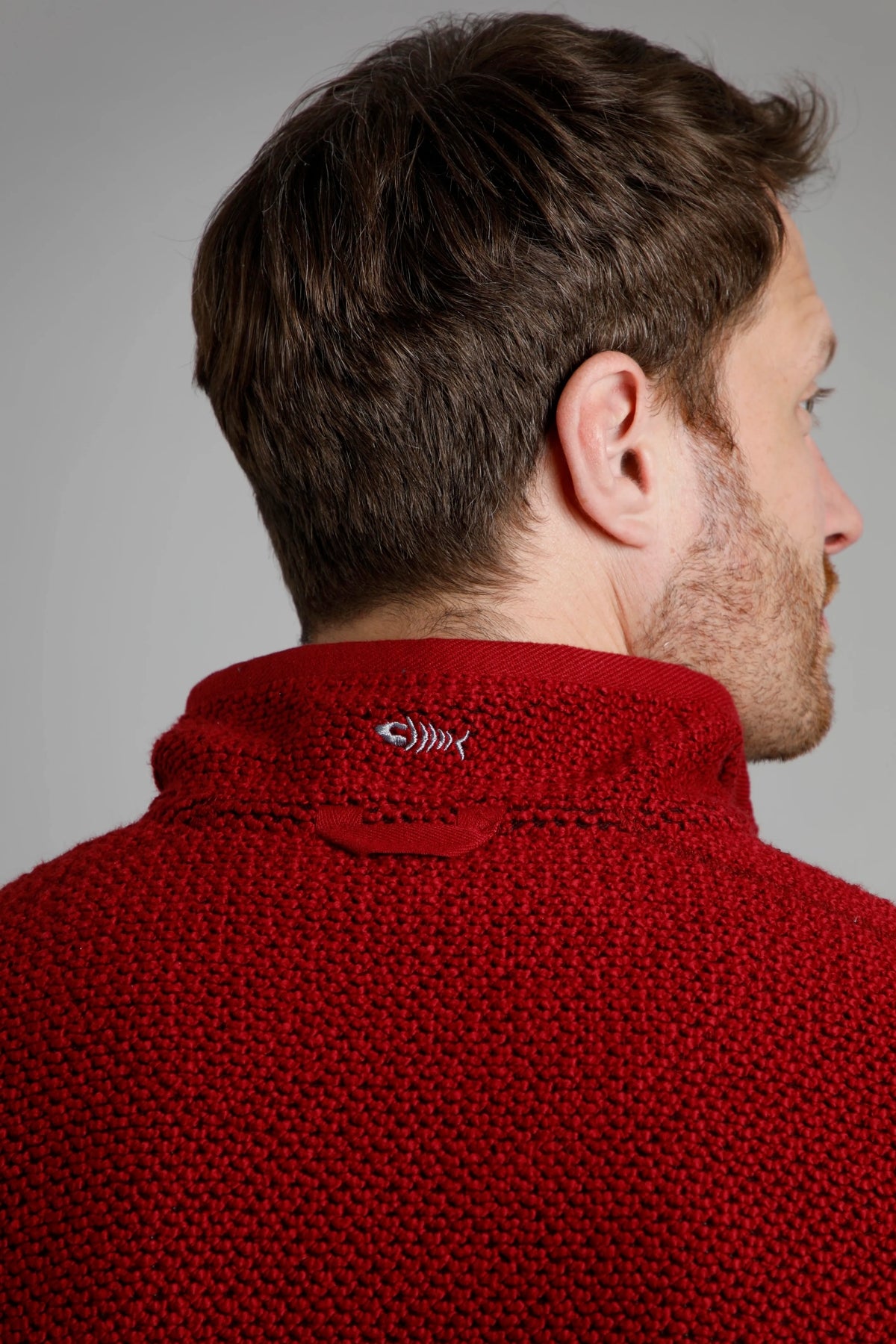 Weird Fish Mens 'Stern' 1/4 Zip Macaroni Knitted Top - Garnet Red