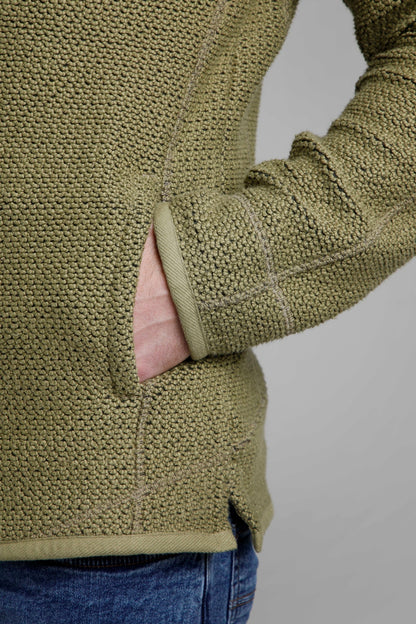 Weird Fish Mens 'Stern' 1/4 Zip Macaroni Knitted Top - Olive Green