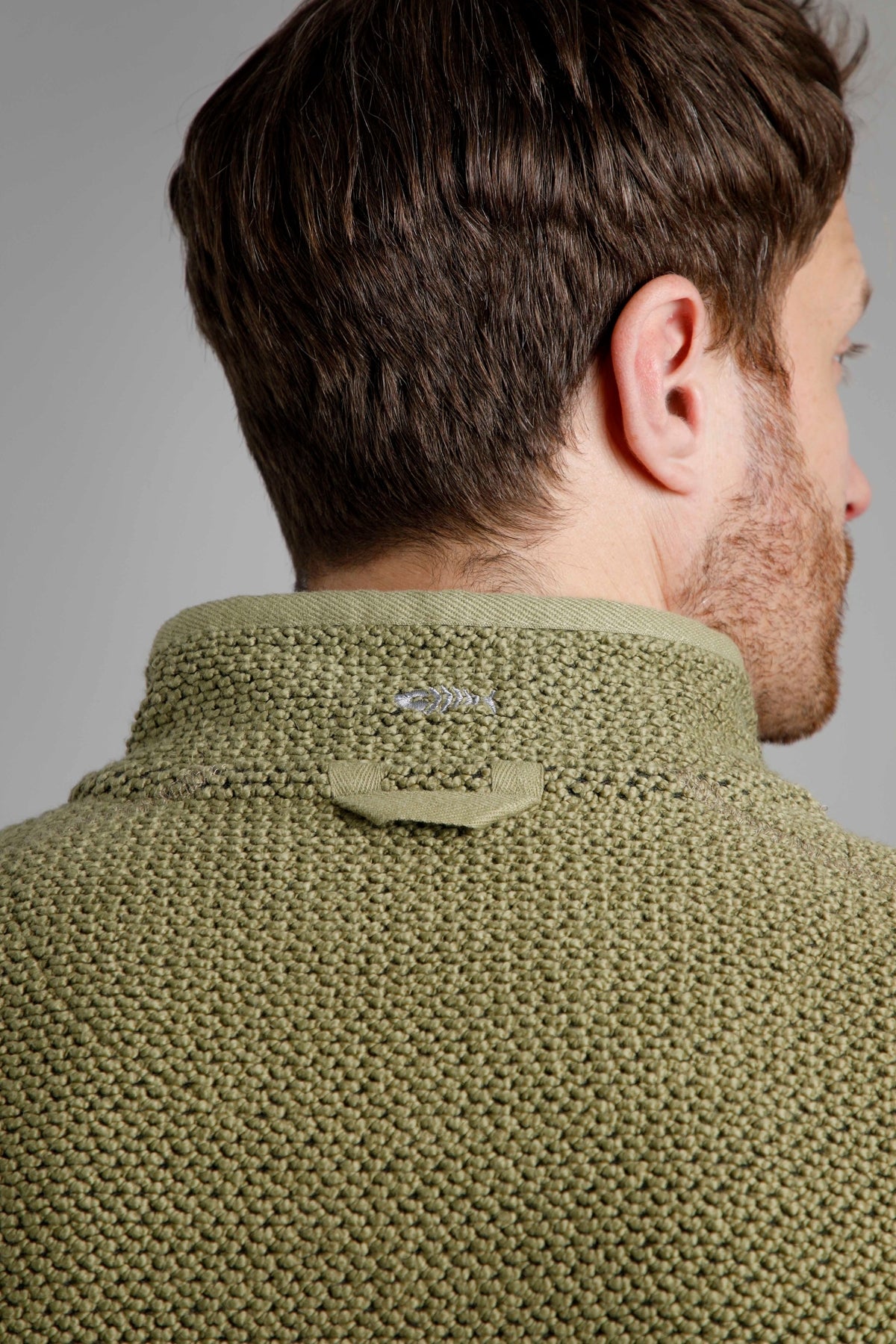 Weird Fish Mens 'Stern' 1/4 Zip Macaroni Knitted Top - Olive Green
